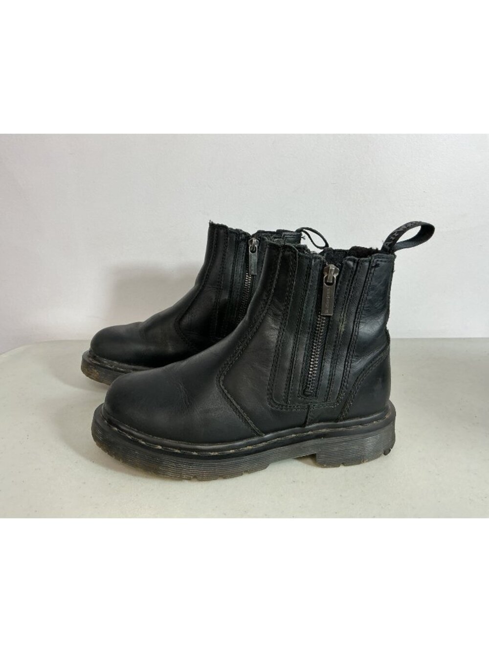 Dr. Martens Black Leather Double Zip Ankle Boots Womens 5